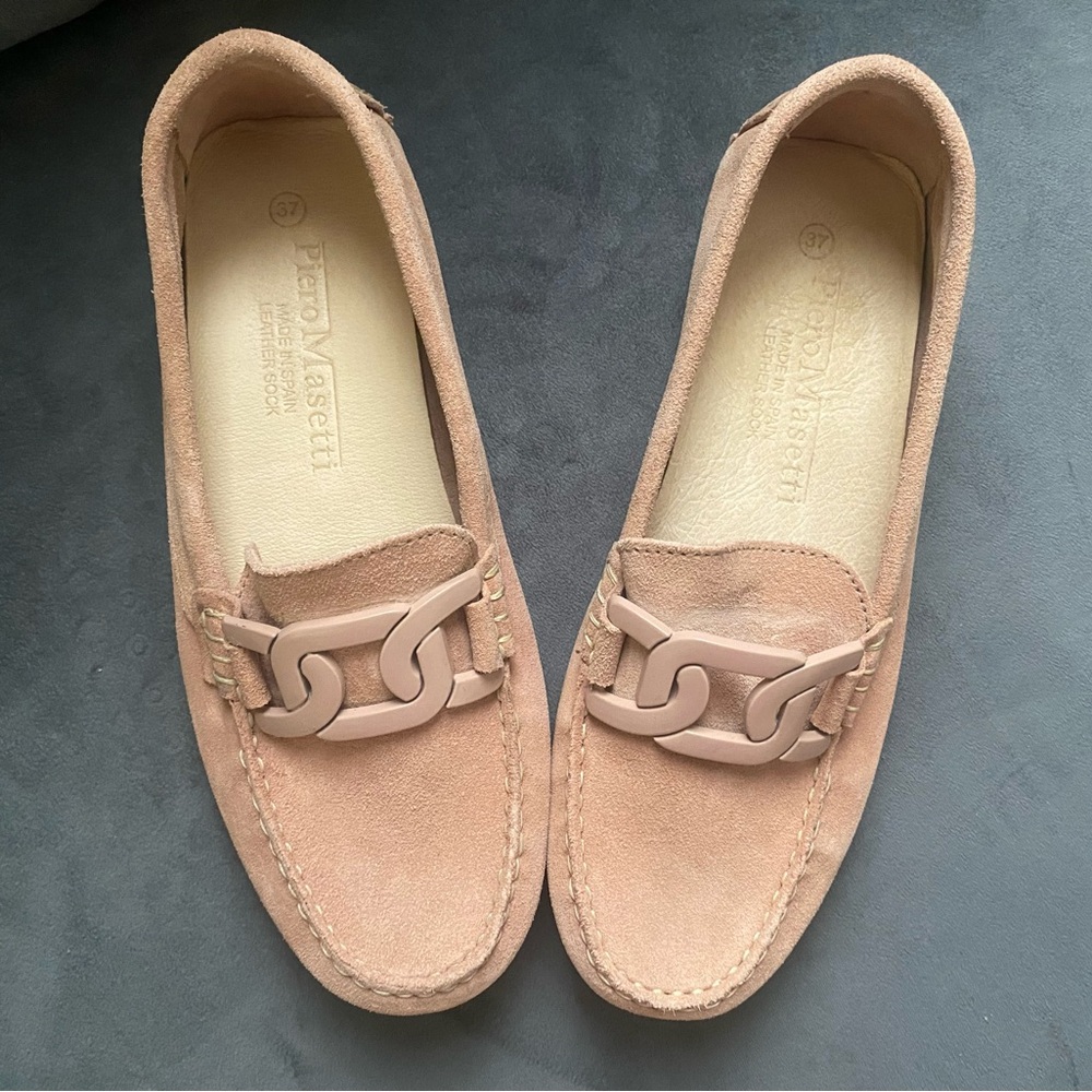 Piero Masetti Moccasins Shoes Women’s 6.5/7 or 37 Tan Leather Chain Balletcore
